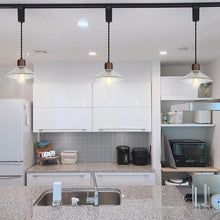 Load image into Gallery viewer, Adjusted Cable Track Lamp Walnut Base Clear Glass Shade Modern Pendant Lighting For Home Store