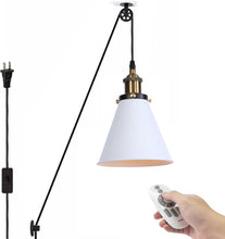 Load image into Gallery viewer, 1-Light Pulley Pendant Light Hanging Light Remote Control&amp; Dimming Ceiling Light for Bedroom Hallway