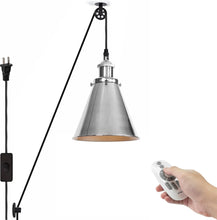 Load image into Gallery viewer, 1-Light Pulley Pendant Light Hanging Light Remote Control&amp; Dimming Ceiling Light for Bedroom Hallway
