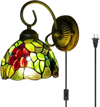 Load image into Gallery viewer, Wall lamp E26 1-Light Plug-in Bulb not Included Wall Sconce Glass Shade 6 Foot Black Cord