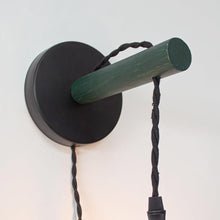 Load image into Gallery viewer, Handle Adjusted Dark Green Wall Sconce Plug-in Cord Wooden Control Timer Smart Bulbs for Home Decor