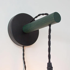 Handle Adjusted Dark Green Wall Sconce Plug-in Cord Wooden Control Timer Smart Bulbs for Home Decor