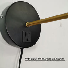 Load image into Gallery viewer, Black Twine Natural Rattan Wall Lamp Adjustable Plug-in Cord Dimmer Timer Plant Light for Bedroom