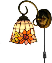 Load image into Gallery viewer, Wall lamp E26 1-Light Plug-in Bulb not Included Wall Sconce Glass Shade 6 Foot Black Cord