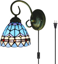 Load image into Gallery viewer, Wall lamp E26 1-Light Plug-in Bulb not Included Wall Sconce Glass Shade 6 Foot Black Cord