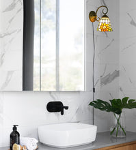 Load image into Gallery viewer, Wall lamp E26 1-Light Plug-in Bulb not Included Wall Sconce Glass Shade 6 Foot Black Cord