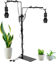 Load image into Gallery viewer, Promotes Growth Plants Grow Stand 2-Lights Adjustable Angle &amp; Height 5.9Ft Timer Cord Free Placement