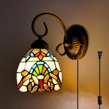 Load image into Gallery viewer, Wall lamp E26 1-Light Plug-in Bulb not Included Wall Sconce Glass Shade 6 Foot Black Cord