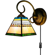 Load image into Gallery viewer, Wall lamp E26 1-Light Plug-in Bulb not Included Wall Sconce Glass Shade 6 Foot Black Cord