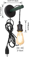 Load image into Gallery viewer, Handle Adjusted Dark Green Wall Sconce Plug-in Cord Wooden Control Timer Smart Bulbs for Home Decor