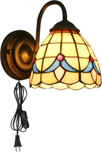 Load image into Gallery viewer, Wall lamp E26 1-Light Plug-in Bulb not Included Wall Sconce Glass Shade 6 Foot Black Cord