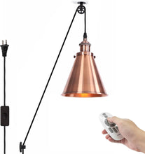 Load image into Gallery viewer, 1-Light Pulley Pendant Light Hanging Light Remote Control&amp; Dimming Ceiling Light for Bedroom Hallway
