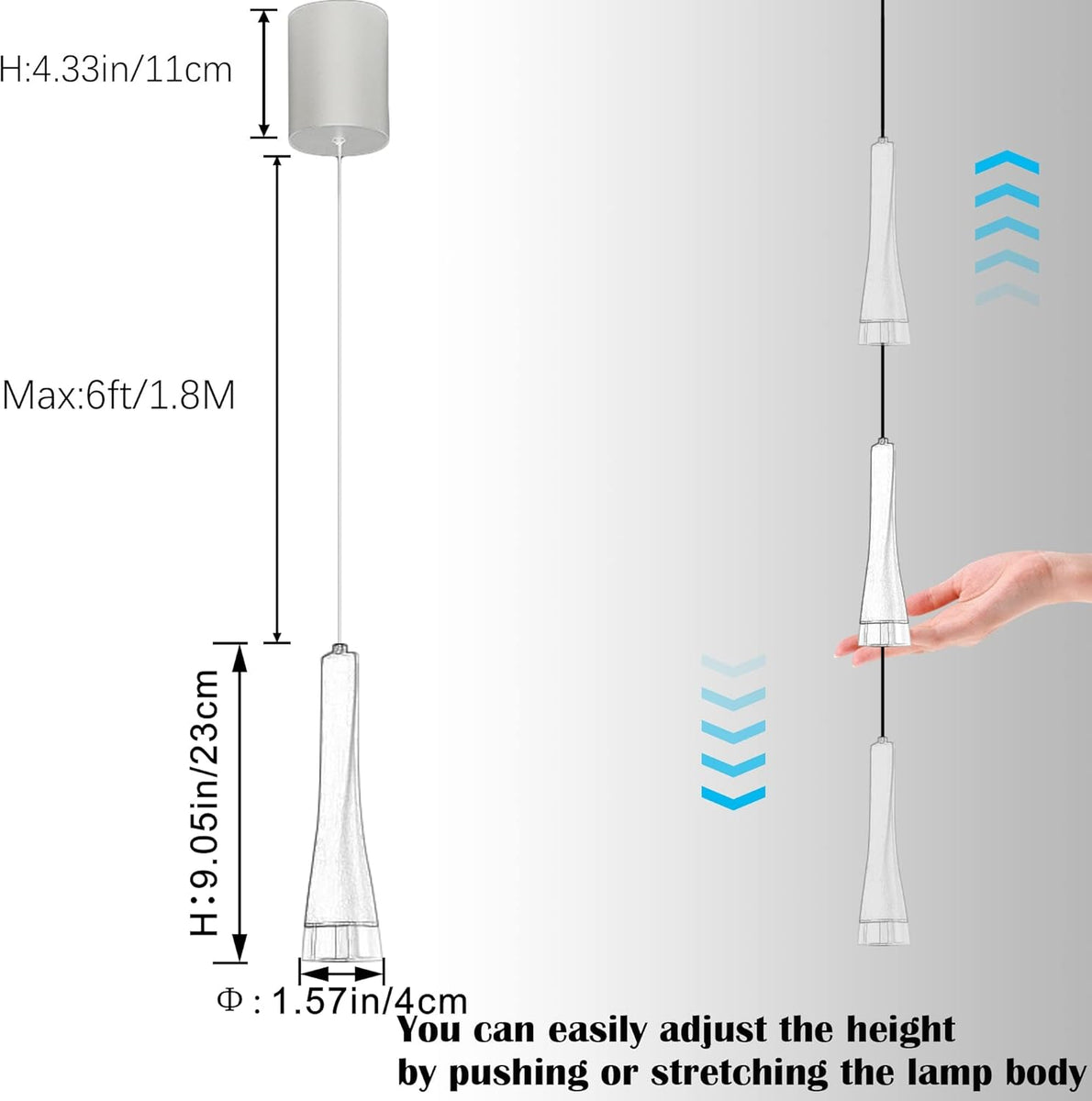 Adjustable Length and Levitate Track Pendant Light Retractable Lift ...