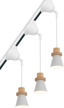 Load image into Gallery viewer, Slope Position Roof Track Light Wood Base White Metal Shade Adjusted Cord Vintage Pendant Lighting