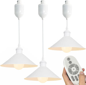 Auto Retractable Height Track Pendant Lighting 4 Ft Macaron Style Remote Control Stepless Dimming