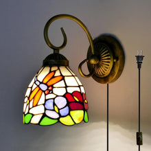 Load image into Gallery viewer, Wall lamp E26 1-Light Plug-in Bulb not Included Wall Sconce Glass Shade 6 Foot Black Cord