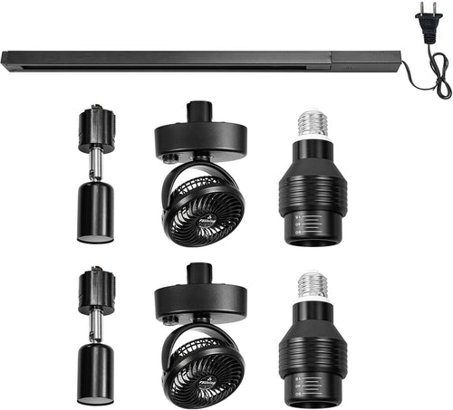 1 Track Rail, 2 Track Lights Full Spectrum Bulbs, 2 Adjust Wind Speed Mini Fans Plant Growing Kit