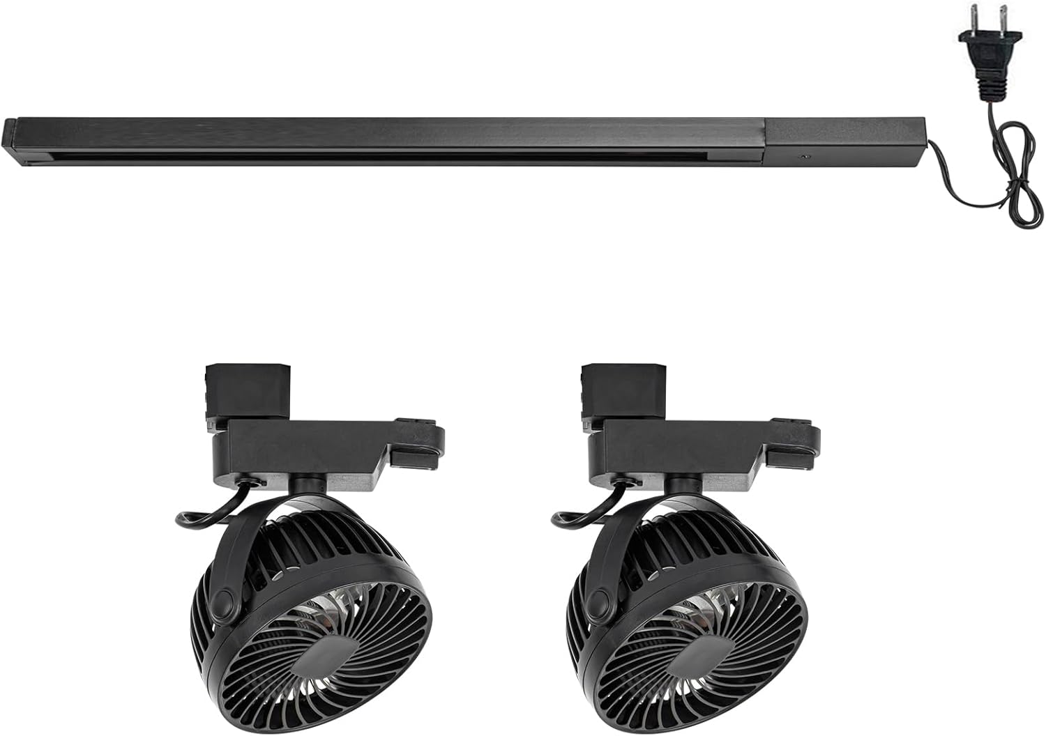 Track Fans 1 Track Rail, 2 Track Mini Fans Black Plant Growing Kit For Plants Air ...
