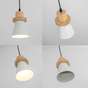 Slope Position Roof Track Light Wood Base White Metal Shade Adjusted Cord Vintage Pendant Lighting