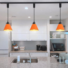 Load image into Gallery viewer, Modern Track Lamp Orange Lampshade Black Base with Switch Adjusted Cord Track Pendant Light