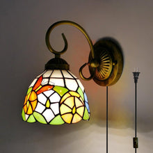 Load image into Gallery viewer, Wall lamp E26 1-Light Plug-in Bulb not Included Wall Sconce Glass Shade 6 Foot Black Cord