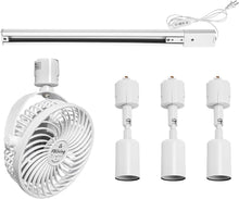 Load image into Gallery viewer, White Track Mount Mini Fan x1, Light x3, Track Rail With Timer Cord x1,  Simple For Plant Shelf Home
