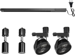 1 Track Rail, 2 Track Lights No Bulb, 2 Track Mini Fans Easy Installation Black Plant Growing Kit