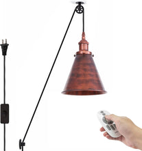 Load image into Gallery viewer, 1-Light Pulley Pendant Light Hanging Light Remote Control&amp; Dimming Ceiling Light for Bedroom Hallway