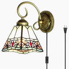 Load image into Gallery viewer, Wall lamp E26 1-Light Plug-in Bulb not Included Wall Sconce Glass Shade 6 Foot Black Cord