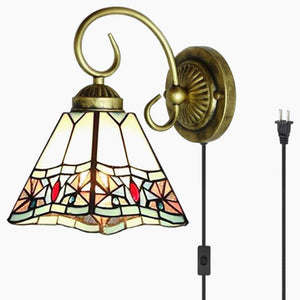 Wall lamp E26 1-Light Plug-in Bulb not Included Wall Sconce Glass Shade 6 Foot Black Cord