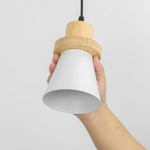 Slope Position Roof Track Light Wood Base White Metal Shade Adjusted Cord Vintage Pendant Lighting