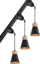 Load image into Gallery viewer, Slope Position Roof Track Light Wood Base Black Metal Shade Adjusted Cord Retro Pendant Light