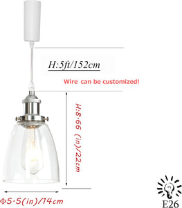 Track Light Cone Clear Glass Lampshade E26 Socket Vintage Design Track Mount Pendant Lighting
