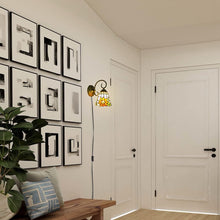 Load image into Gallery viewer, Wall lamp E26 1-Light Plug-in Bulb not Included Wall Sconce Glass Shade 6 Foot Black Cord