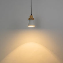 Load image into Gallery viewer, Slope Position Roof Track Light Wood Base White Metal Shade Adjusted Cord Vintage Pendant Lighting