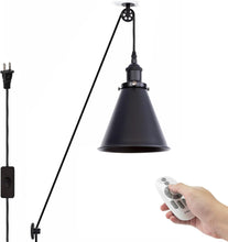 Load image into Gallery viewer, 1-Light Pulley Pendant Light Hanging Light Remote Control&amp; Dimming Ceiling Light for Bedroom Hallway