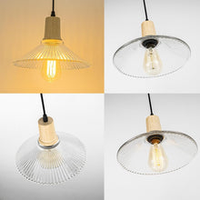 Load image into Gallery viewer, Dimmable Switch Plug in Cable Wooden E26 Base Glass Shade Modern Design Hanging Lamp for Kitchen