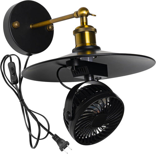 Hook-type Mini Fan E26 Base Wall Mount 5.9ft plug In Outlet Cord Adjusted Angle For Plant Growing