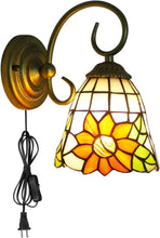 Load image into Gallery viewer, Wall lamp E26 1-Light Plug-in Bulb not Included Wall Sconce Glass Shade 6 Foot Black Cord