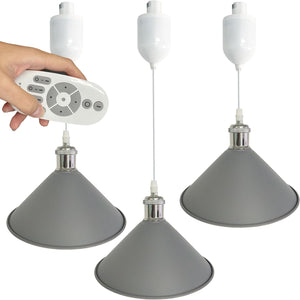 Auto Retractable Height Track Pendant Lighting 4 Ft Macaron Style Remote Control Stepless Dimming