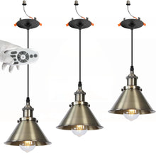 Load image into Gallery viewer, 3-Sets Recessed Pendant Light Industrial Style Adjustable Height Remote Control for Dining Room