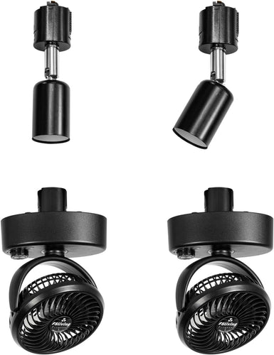 2 Track Lights No Bulb, 2 Adjustable Wind Speed Track Mini Fans Easy Installation Plant Growing Kit