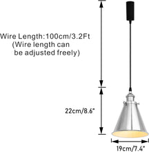 Load image into Gallery viewer, Adjusted Cable Track Lamp Silver Metal Cone Shade Modern Pendant Lighting for Kitchen