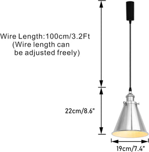 Adjusted Cable Track Lamp Silver Metal Cone Shade Modern Pendant Lighting for Kitchen