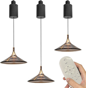 Adjustable 3-Lights Track Pendant Light by Remote Control with Stepless Dimming Indoor Island Light