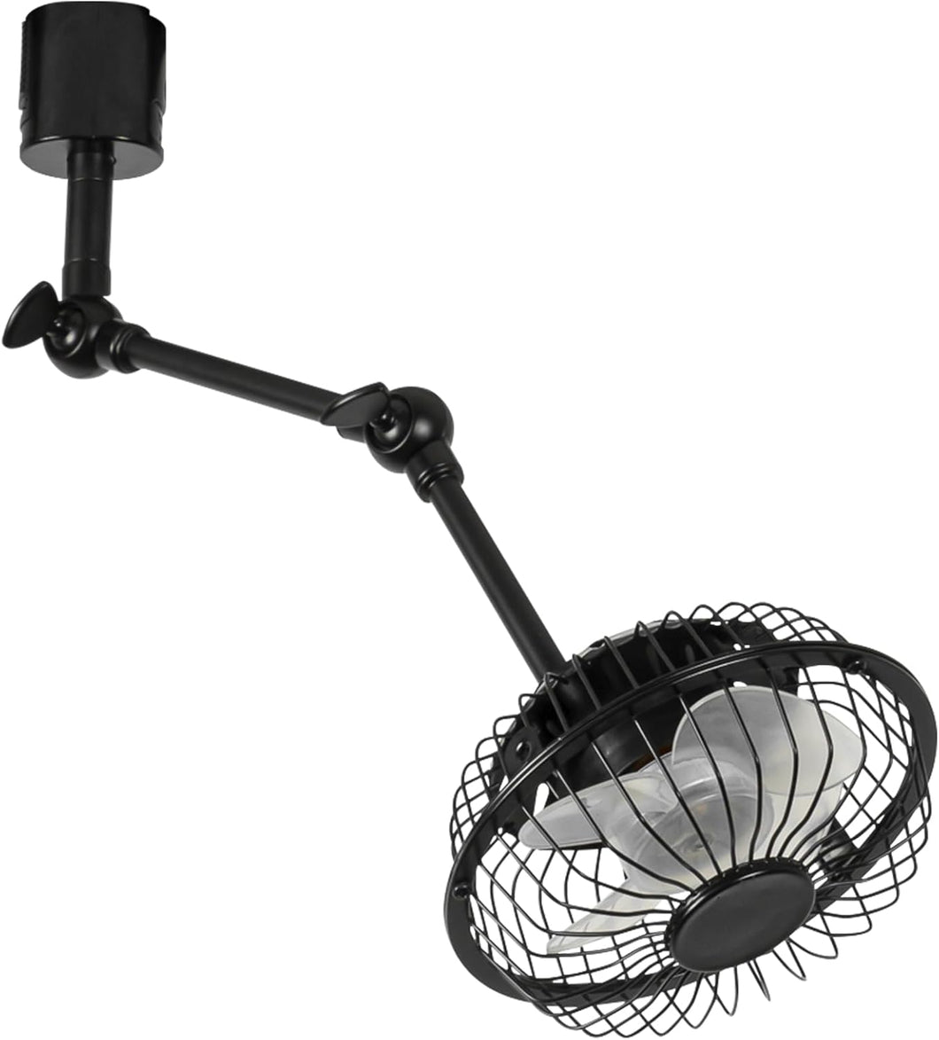 Track Mounted Ceiling Black Fan Adjustable Angle 16.1 Inches Height For Home Indoors Plants Growing