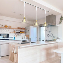Load image into Gallery viewer, Pale Gold Base with Metal Diamond Shape Hollow Shade Adjusted Cord Vintage Track Pendant Light