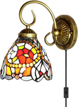 Load image into Gallery viewer, Wall lamp E26 1-Light Plug-in Bulb not Included Wall Sconce Glass Shade 6 Foot Black Cord
