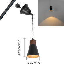 Load image into Gallery viewer, Slope Position Roof Track Light Walnut Base Black Metal Shade Adjusted Cord Vintage Design