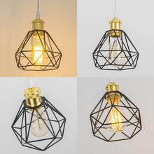 Load image into Gallery viewer, Pale Gold Base with Metal Diamond Shape Hollow Shade Adjusted Cord Vintage Track Pendant Light